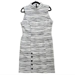 Nwt Sharagano Monochrome Striped Midi Dress Size 12